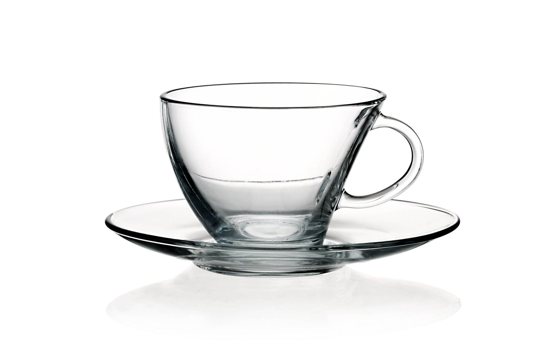 PASABAHCE Basic Tazzina caffè in vetro con piattino - Confezione