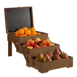 BUFFET BOX-CESTINO ESPOSITORE COLAZIONE IN LEGNO DI ROVERE SCURO OLIATO CM36X29 H28. 3 SCOMPARTI DA CM 33X27 H.7. ADATTO PER GN 1.2   11712 - immagine 1