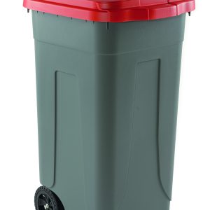PATTUMIERA POLIETILENE RUOTE - ROSSA 80L