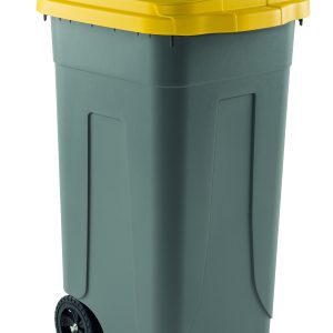 PATTUMIERA POLIETILENE RUOTE - GIALLO 80L