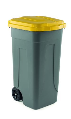 PATTUMIERA POLIETILENE RUOTE - GIALLO 80L