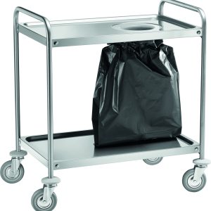 CARRELLO INOX - 2 PIANI STAMPATI CON SCARICO
