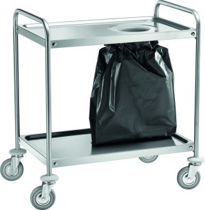 CARRELLO INOX - 2 PIANI STAMPATI CON SCARICO