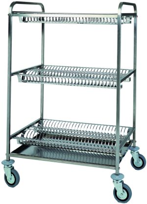 CARRELLO INOX SCOLAPIATTI - 3 PIANI