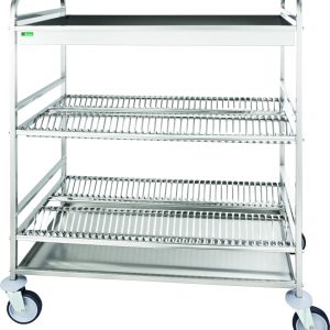 CARRELLO INOX SCOLAPIATTI/BICCHIERI - 2 PIANI
