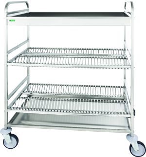 CARRELLO INOX SCOLAPIATTI/BICCHIERI - 2 PIANI