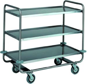 CARRELLO INOX TRASPORTO PESANTE - 3 PIANI L60