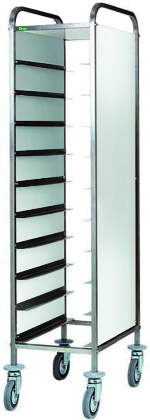 CARRELLO INOX PORTAVASSOI - PANNELLO INOX - 10 VASSOI