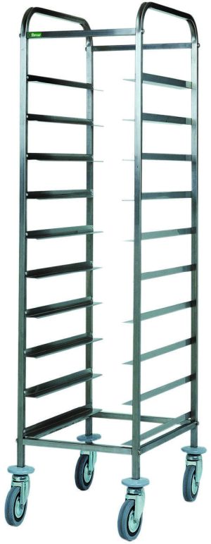 CARRELLO INOX PORTAVASSOI - 10 VASSOI