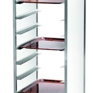 CARRELLO INOX PORTAVASSOI RINFORZATO - PANNELLO BIANCO - 10 VASSOI - immagine 1