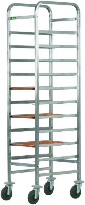 CARRELLO INOX PORTAVASSOI RINFORZATO - 10 VASSOI