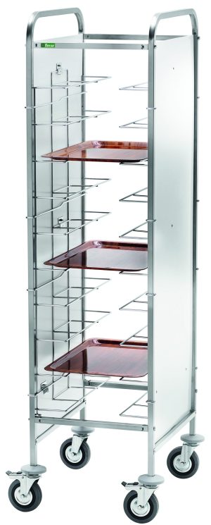 CARRELLO INOX PORTAVASSOI FILO - PANNELLO INOX - 10 VASSOI