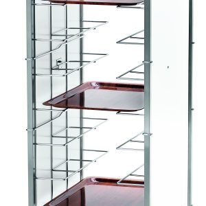 CARRELLO INOX PORTAVASSOI FILO - PANNELLO BIANCO - 10 VASSOI