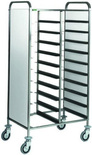CARRELLO INOX PORTAVASSOI - PANNELLO INOX - 20 VASSOI