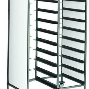 CARRELLO INOX PORTAVASSOI - PANNELLO BIANCO - 20 VASSOI