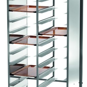 CARRELLO INOX PORTAVASSOI RINFORZATO - PANNELLO INOX - 20 VASSOI