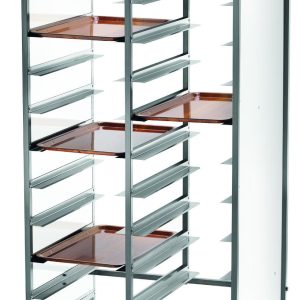 CARRELLO INOX PORTAVASSOI RINFORZATO - PANNELLO BIANCO - 20 VASSOI