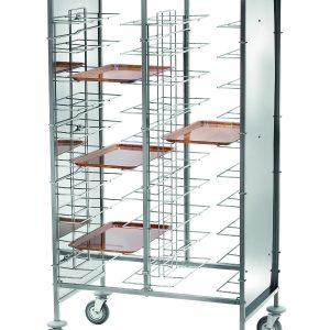 CARRELLO INOX PORTAVASSOI FILO - PANNELLO INOX - 20 VASSOI