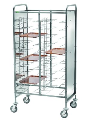 CARRELLO INOX PORTAVASSOI FILO - PANNELLO INOX - 20 VASSOI