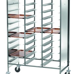 CARRELLO INOX PORTAVASSOI RINFORZATO - PANNELLO INOX - 30 VASSOI