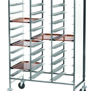 CARRELLO INOX PORTAVASSOI RINFORZATO - PANNELLO BIANCO - 30 VASSOI