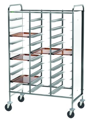 CARRELLO INOX PORTAVASSOI RINFORZATO - PANNELLO BIANCO - 30 VASSOI