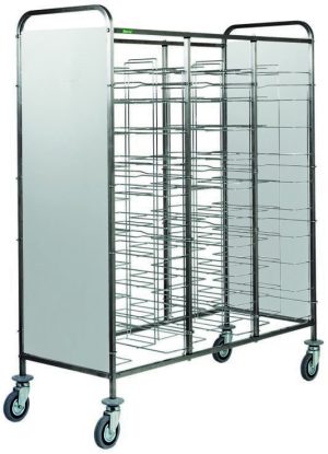 CARRELLO INOX PORTAVASSOI FILO - PANNELLO INOX - 30 VASSOI