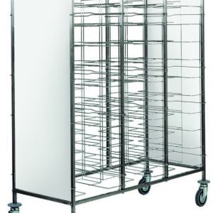 CARRELLO INOX PORTAVASSOI FILO - PANNELLO BIANCO - 30 VASSOI