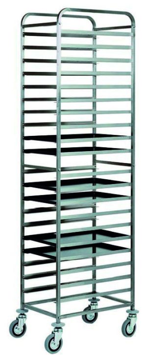 CARRELLO INOX PORTATEGLIE PASTICCERIA - 20 TEGLIE