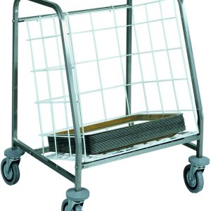 CARRELLO INOX PORTAPIATTI PER TRASPORTO E RITIRO - CESTO PLASTIFICATO