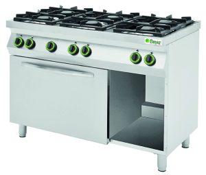 CUCINA 6 FUOCHI GAS CON FORNO + GRILL A GAS CON PORTE