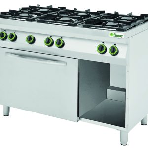 CUCINA 6 FUOCHI GAS CON FORNO + GRILL A GAS CON PORTE