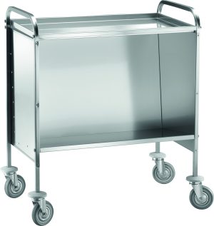 CARRELLO INOX RITIRO PIATTI/VASSOI C/PIANO SUPERIORE - 200 PIATTI