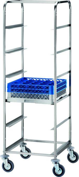 CARRELLO INOX PORTA CESTELLI - 6 POSTI
