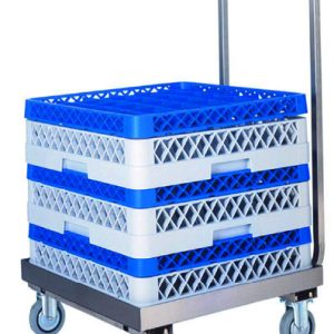 CARRELLO INOX PORTACESTELLI LAVASTOVIGLIE C/MANICO
