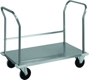 CARRELLO INOX TRASPORTO PESANTE - PIANALE BASSO - DOPPIO MANICO