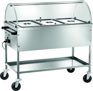 CARRELLO TERMICO INOX BAGNOMARIA 3xGN1/1 + CUPOLA
