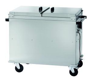 CARRELLO TERMICO INOX BAGNOMARIA ARMADIATO C/COPERCHI + VANO INFERIORE RISCALDATO 2xGN1/1
