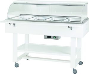 ESPOSITORE LEGNO BAGNOMARIA 4xGN1/1 CUPOLA SEMICIRCOLARE - BIANCO