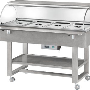 ESPOSITORE LEGNO BAGNOMARIA 4xGN1/1 CUPOLA SEMICIRCOLARE - CENERE