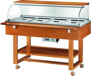 ESPOSITORE LEGNO BAGNOMARIA 4xGN1/1 CUPOLA SEMICIRCOLARE - NOCE