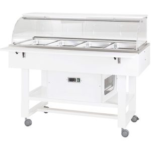 ESPOSITORE REFRIGERATO LEGNO 4xGN1/1 CUPOLA QUADRA - BIANCO