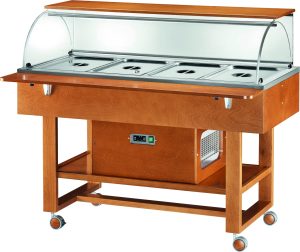 ESPOSITORE REFRIGERATO LEGNO 4xGN1/1 -5°+5°C - NOCE