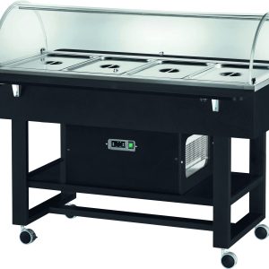 ESPOSITORE REFRIGERATO LEGNO 4xGN1/1 CUPOLA TONDA - CARBON