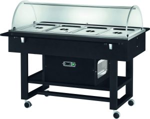 ESPOSITORE REFRIGERATO LEGNO 4xGN1/1 CUPOLA TONDA - CARBON