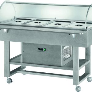ESPOSITORE REFRIGERATO LEGNO 4xGN1/1 CUPOLA TONDA - CENERE