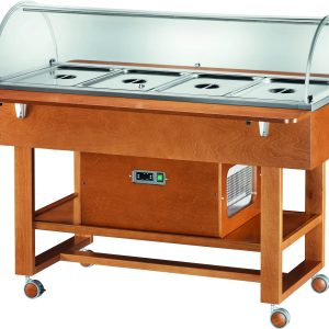 ESPOSITORE REFRIGERATO LEGNO 4xGN1/1 CUPOLA TONDA - NOCE