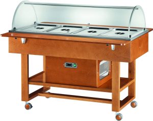 ESPOSITORE REFRIGERATO LEGNO 4xGN1/1 CUPOLA TONDA - NOCE - immagine 1