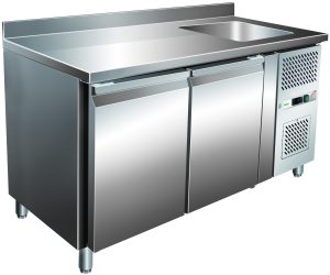 TAVOLO REFRIGERATO VENTILATO -2+8°C C/ALZATINA E LAVELLO