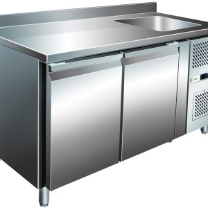 TAVOLO REFRIGERATO VENTILATO -2+8°C C/ALZATINA E LAVELLO
